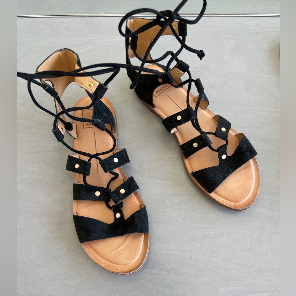 Dolce Vita Jasmyn gracelyn black suede Gladiator Sandals 7.5